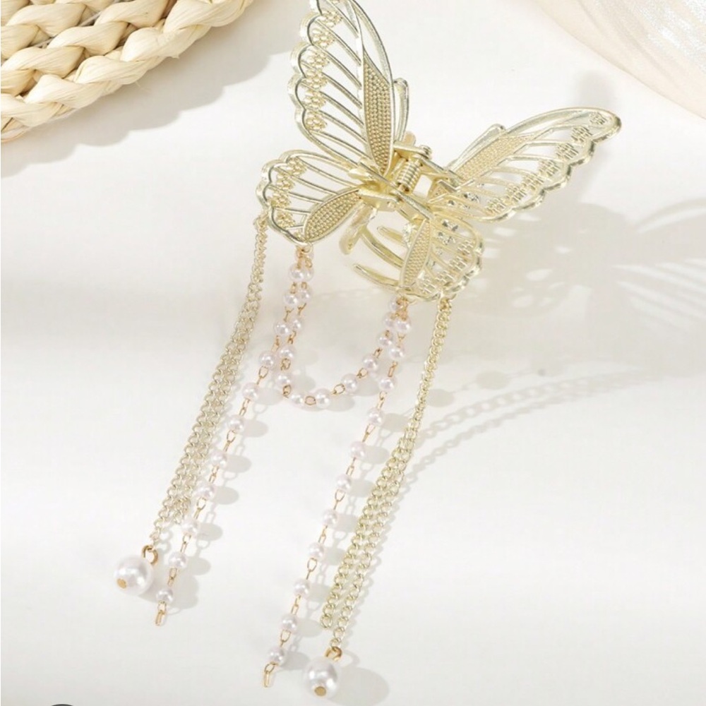 Golden butterfly hair claw